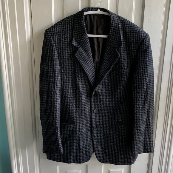 Vintage Bernhard Altmann Houndstooth Blazer Jacket Gray Black 44 Long - Picture 2 of 8
